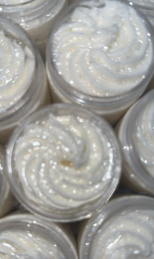 Marshmallow Body Butter met veel shimmer/glitters