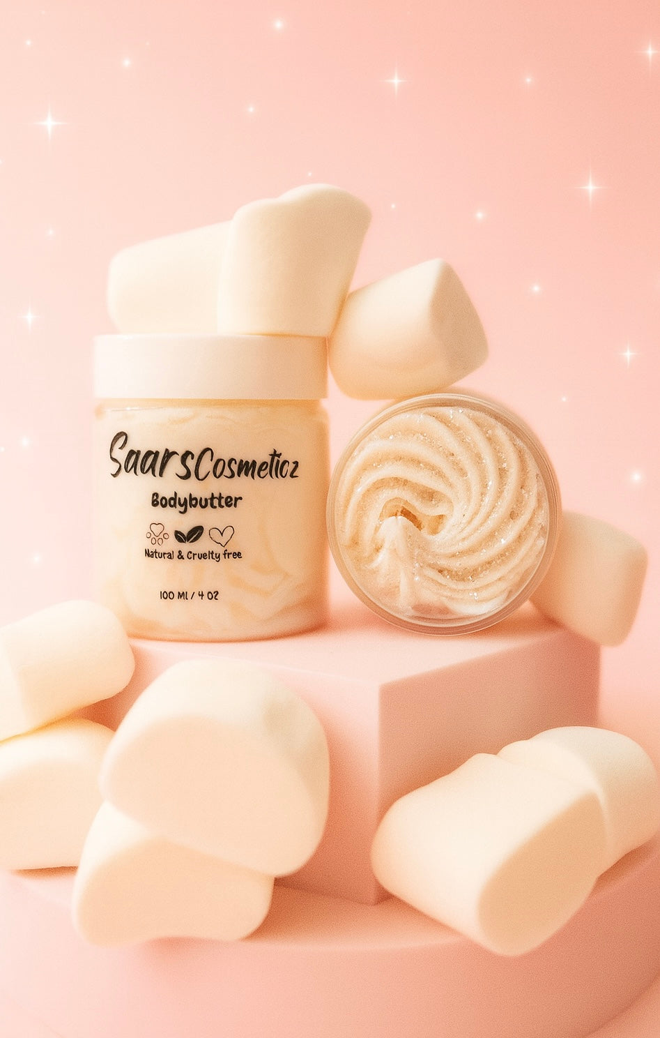 Marshmallow Body Butter met veel shimmer/glitters
